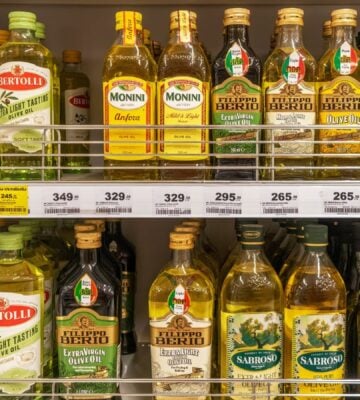 Olive oil on display at a supermarket