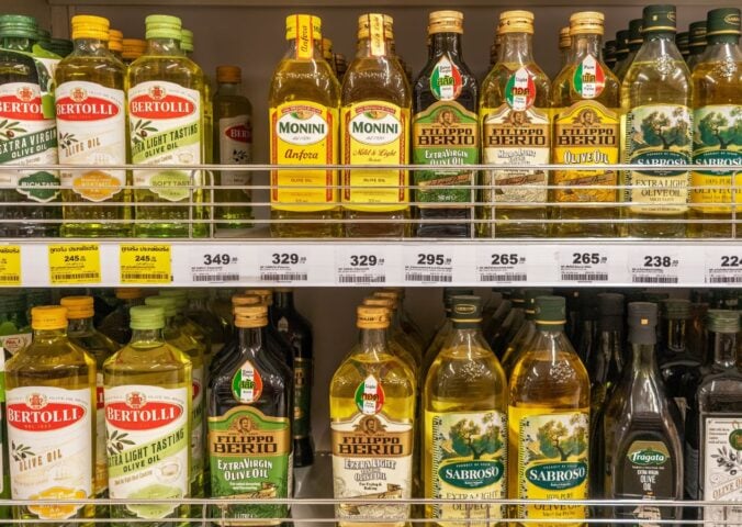 Olive oil on display at a supermarket