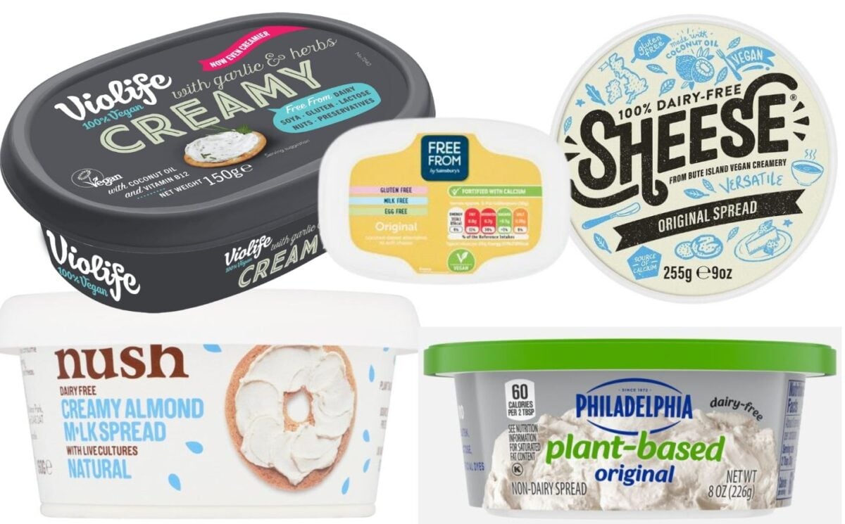 a picture of vegan cream cheese brands available in the UK