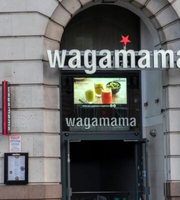 The outside of vegan-friendly restaurant Wagamama, which has just launched a vegan brunch