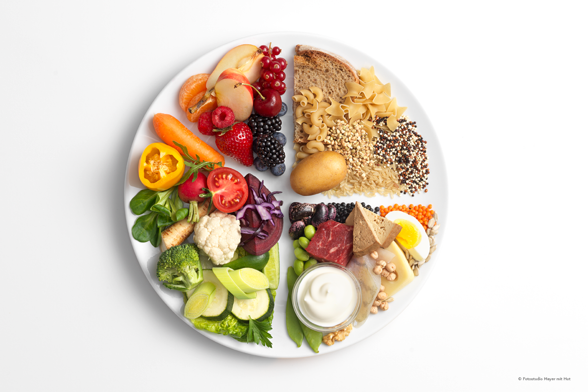 Photo shows an illustration of the "optimal" plate included by Austria in its new dietary guidelines