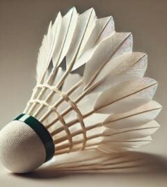 An AI-generated image of a feather shuttlecock