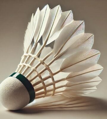 An AI-generated image of a feather shuttlecock