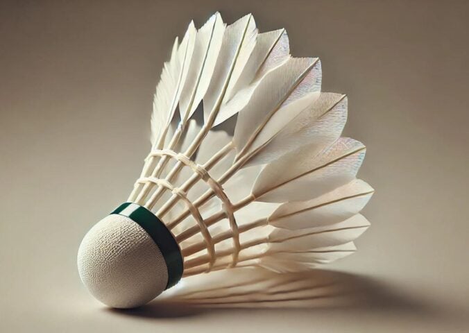 An AI-generated image of a feather shuttlecock