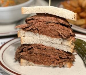 A vegan pastrami sandwich from Chunk Foods