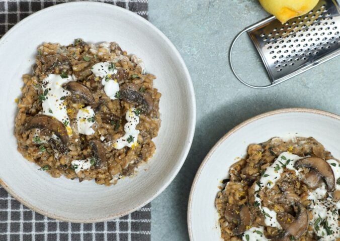 A mushroom risotto made from miso, a vegan miso recipe