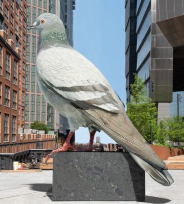 A giant pigeon statue, which will be unveiled in New York City