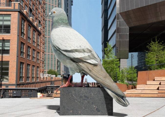 A giant pigeon statue, which will be unveiled in New York City