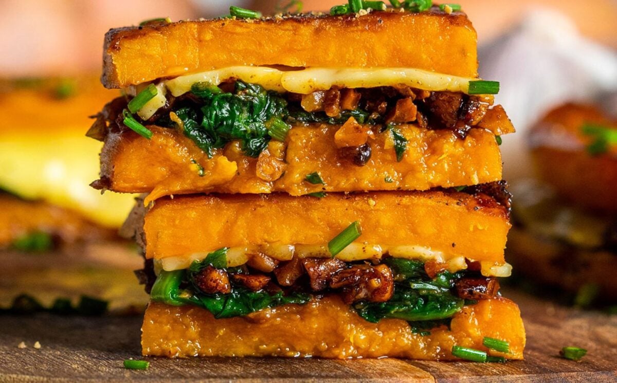 Sweet potato grilled cheese, a vegan sweet potato recipe