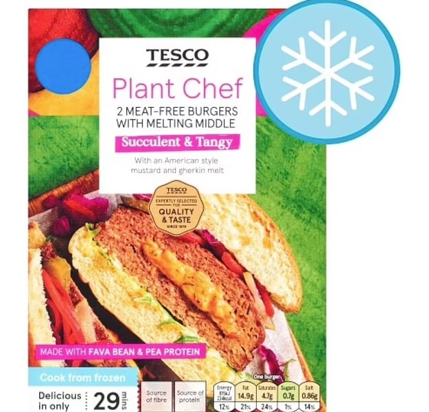 Tesco Plant Chef meat-free burgers, which have been recalled over a "burn risk" 