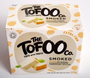 A packet of smoked tofu from UK vegan brand Tofoo