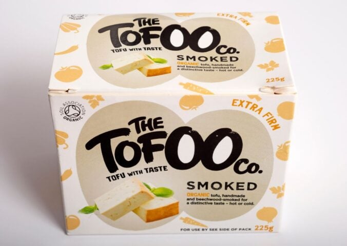 A packet of smoked tofu from UK vegan brand Tofoo