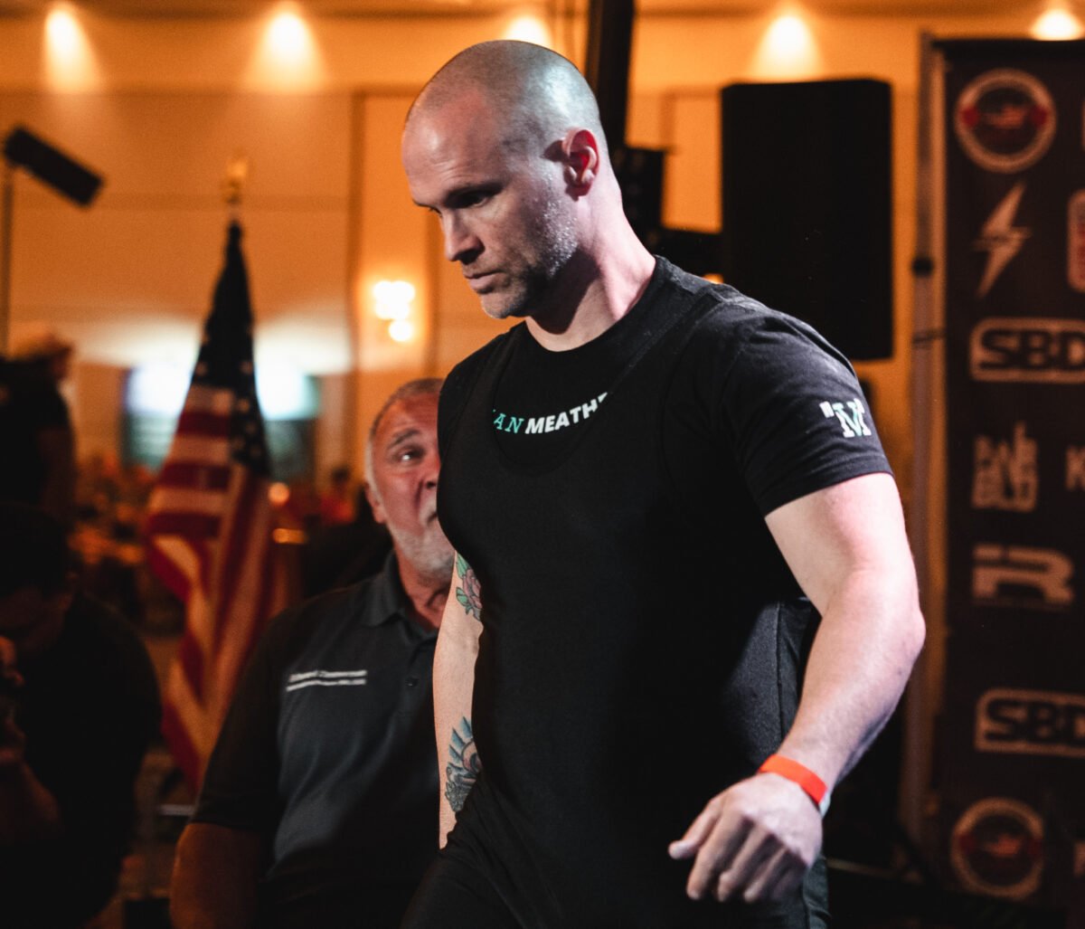 Photo shows Daniel Austin, aka the "Vegan Meathead" during a powerlifting competition