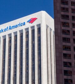 The outside of Bank of America, which is one of the banks funding the environmentally destructive animal agriculture industry