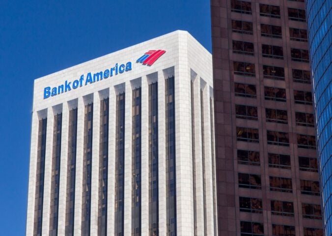 The outside of Bank of America, which is one of the banks funding the environmentally destructive animal agriculture industry