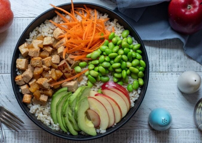 A nutritious vegan tofu bowl with a complete protein-rich recipe