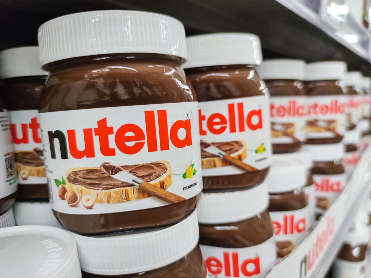 Jars of Nutella on a supermarket shelf