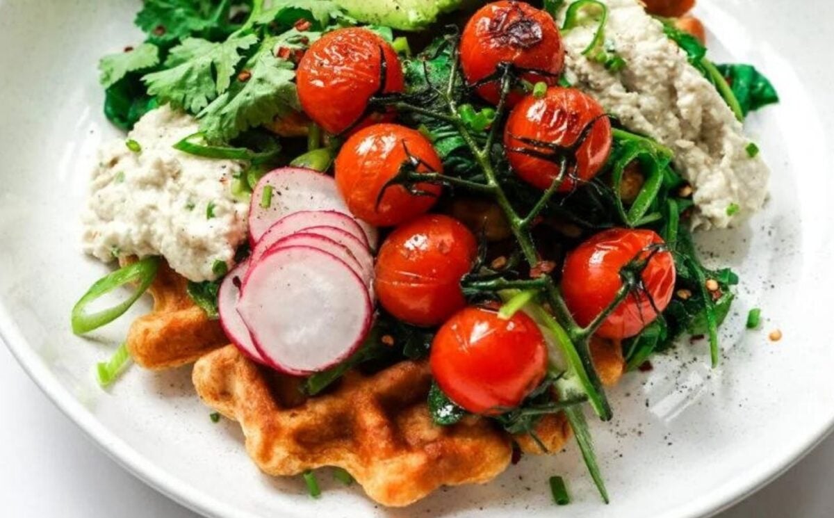 Sweet potato waffles, a vegan fall breakfast idea