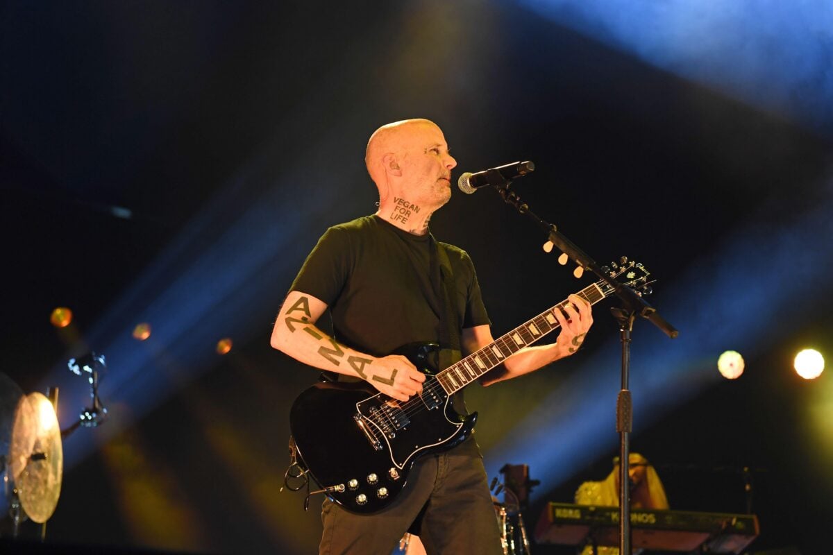 Vegan celebrity Moby performing on stage