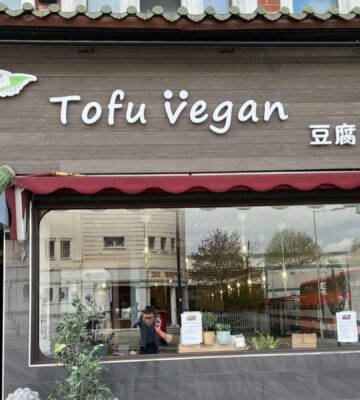 The outside of London vegan restaurant Tofu Vegan, which sells vegan Chinese food