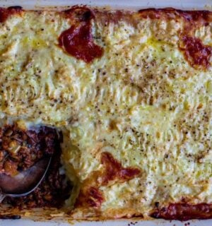 a picture of a vegan shepherd's pie made with lentils