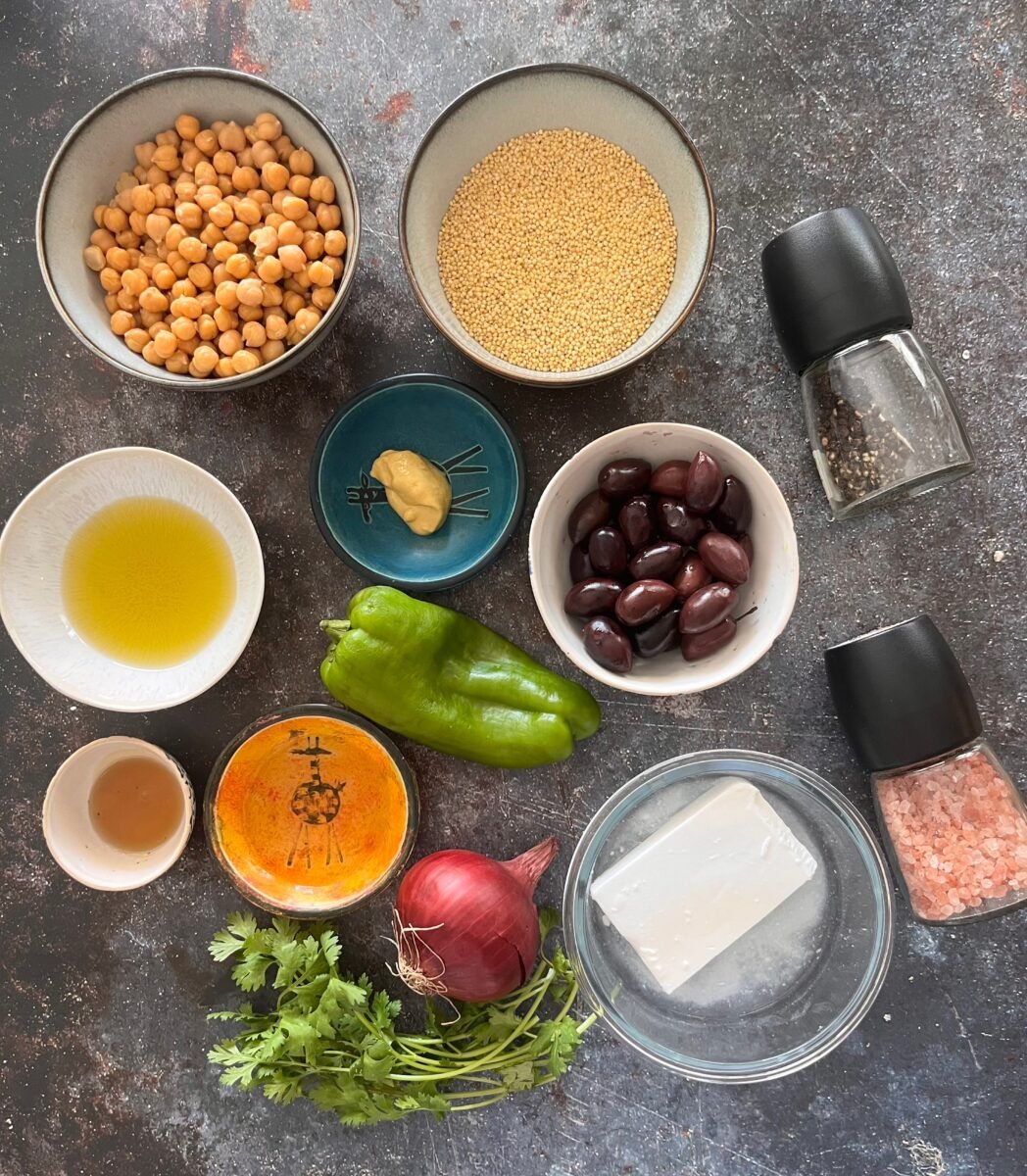 The ingredients for a vegan salad jar