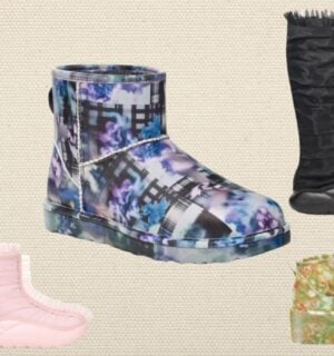 A selection of vegan UGG boots in collaboration with Collina Strada