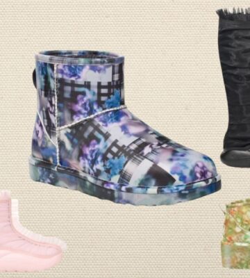 A selection of vegan UGG boots in collaboration with Collina Strada