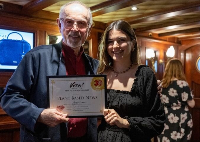 Vegan actor Peter Egan and Plant Based News editor Polly Foreman