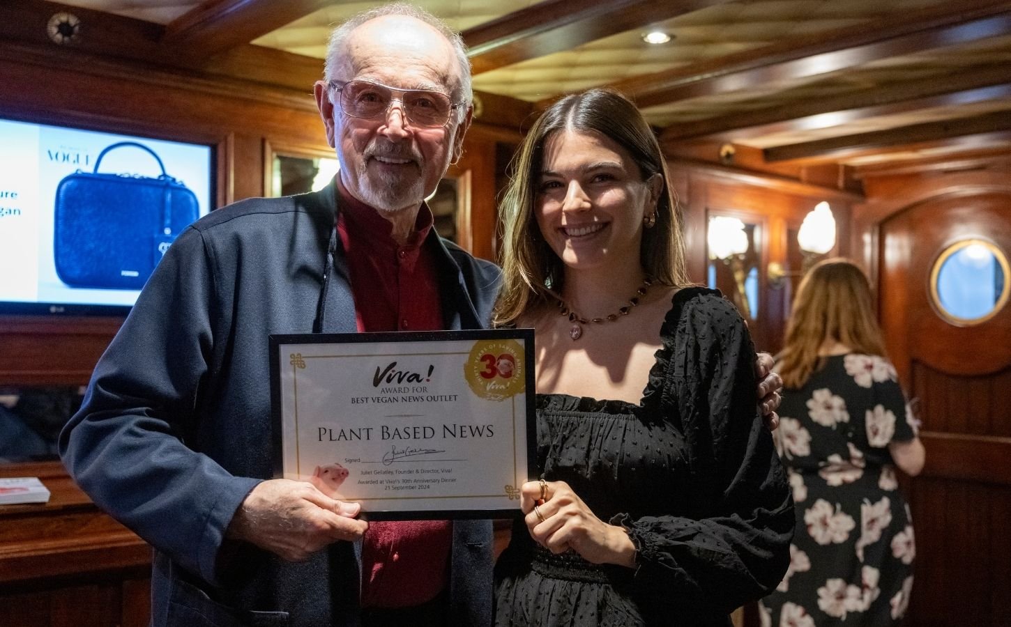 Vegan actor Peter Egan and Plant Based News editor Polly Foreman