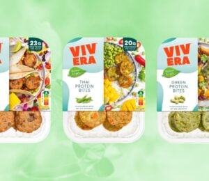 New Vivera vegan whole foods protein bites in front of a green background