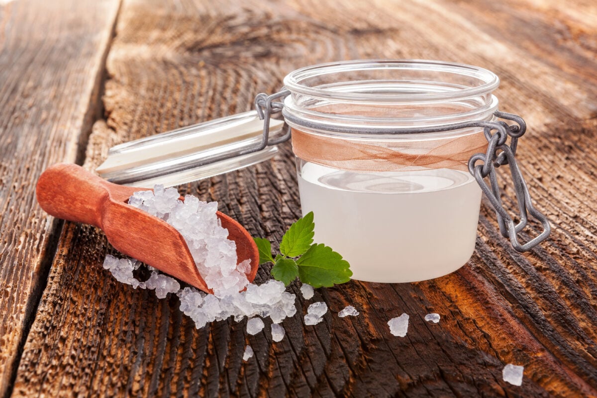 A jar of water kefir, which is gut-friendly