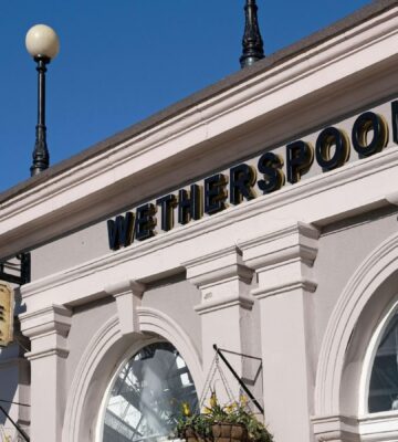 The outside of British pub chain Wetherspoon, which offers an extensive vegan menu