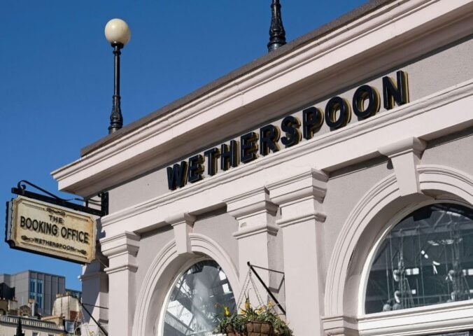 The outside of British pub chain Wetherspoon, which offers an extensive vegan menu