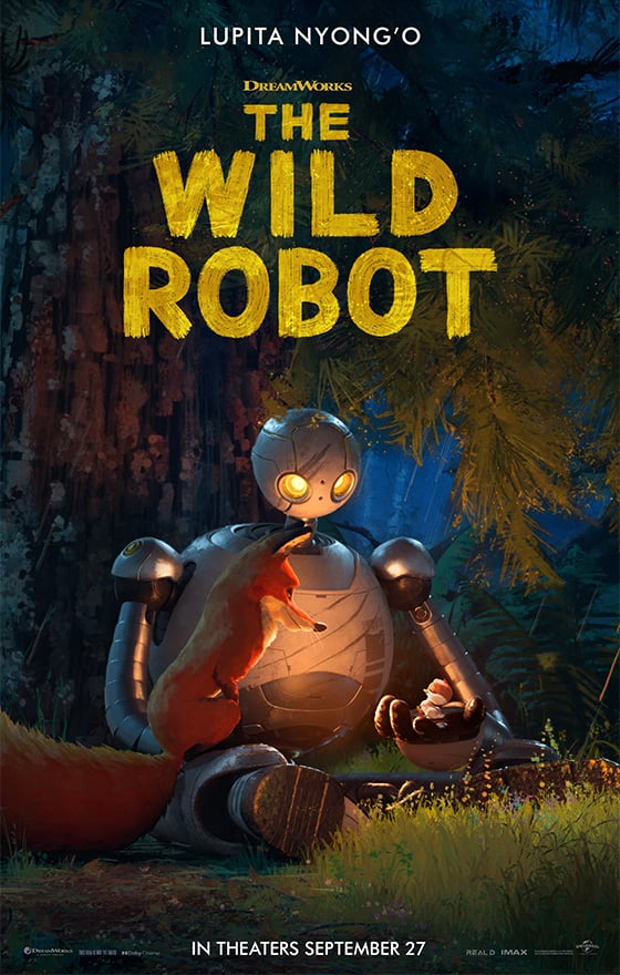 Photo shows the promotional poster for "The Wild Robot"