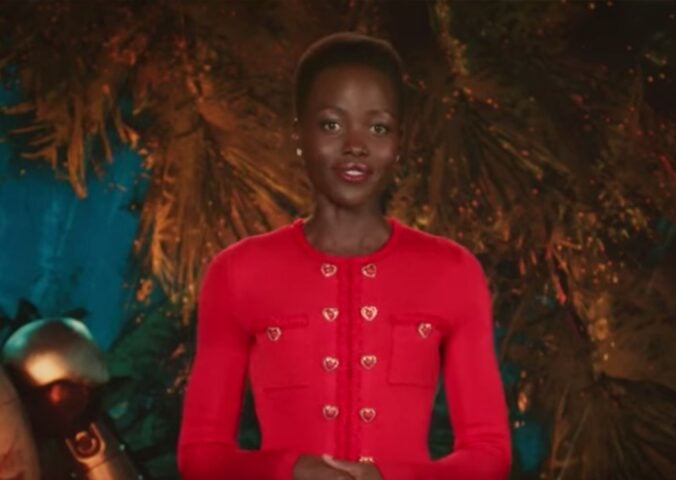 Photo shows Lupita Nyong’o speaking a in a video about sustainability tips to promote her new film "The Wild Robot"