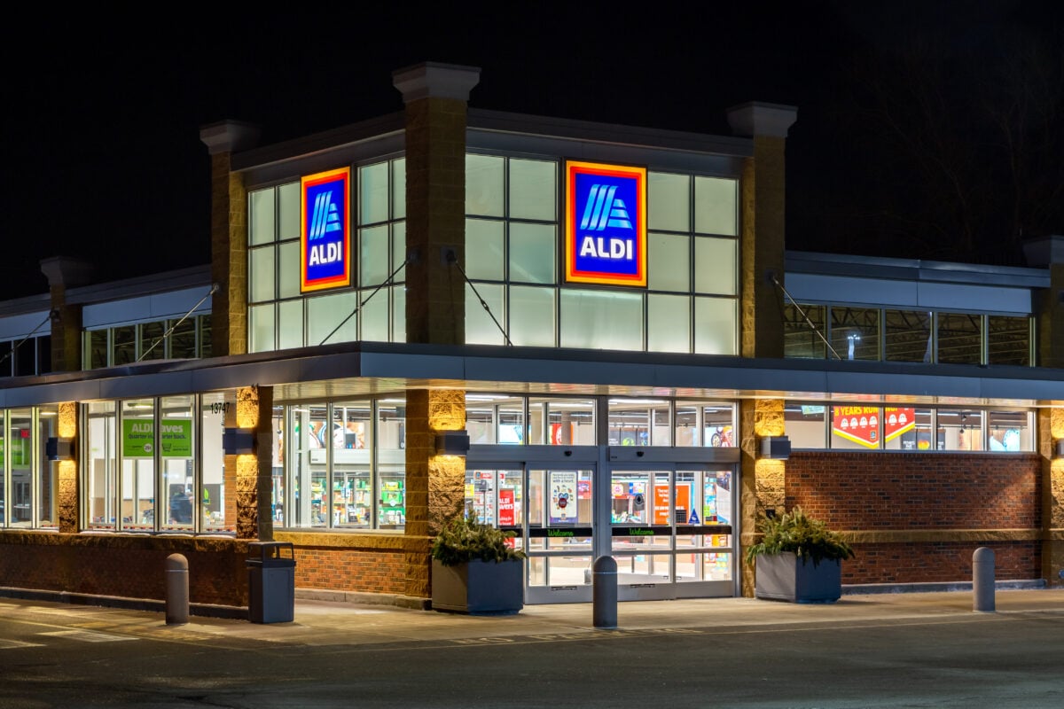 The outside of vegan-friendly budget retailer Aldi