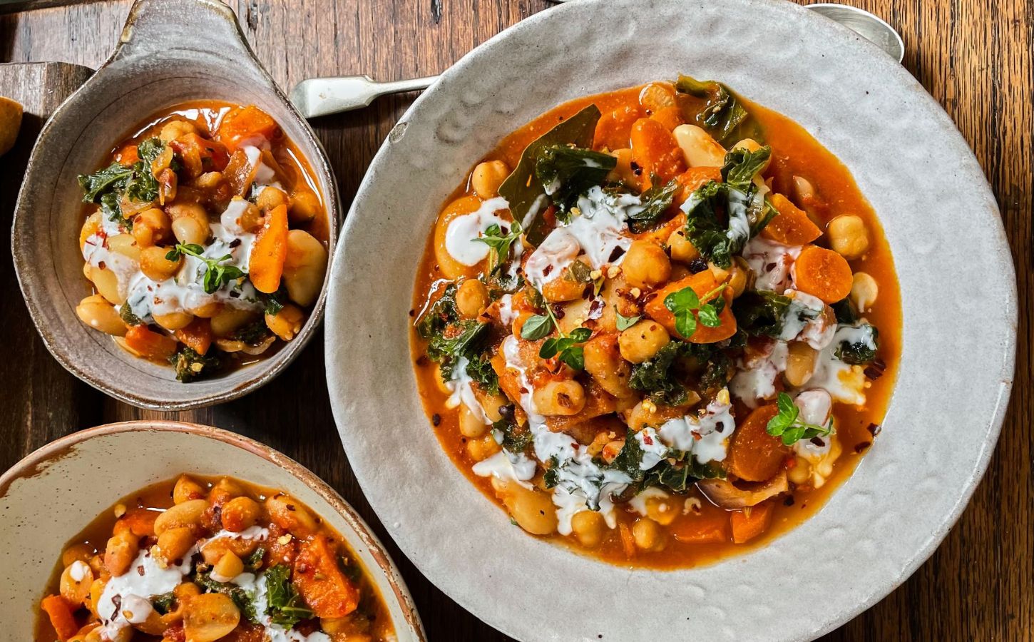 A vegan bean stew made with plant-based ingredients