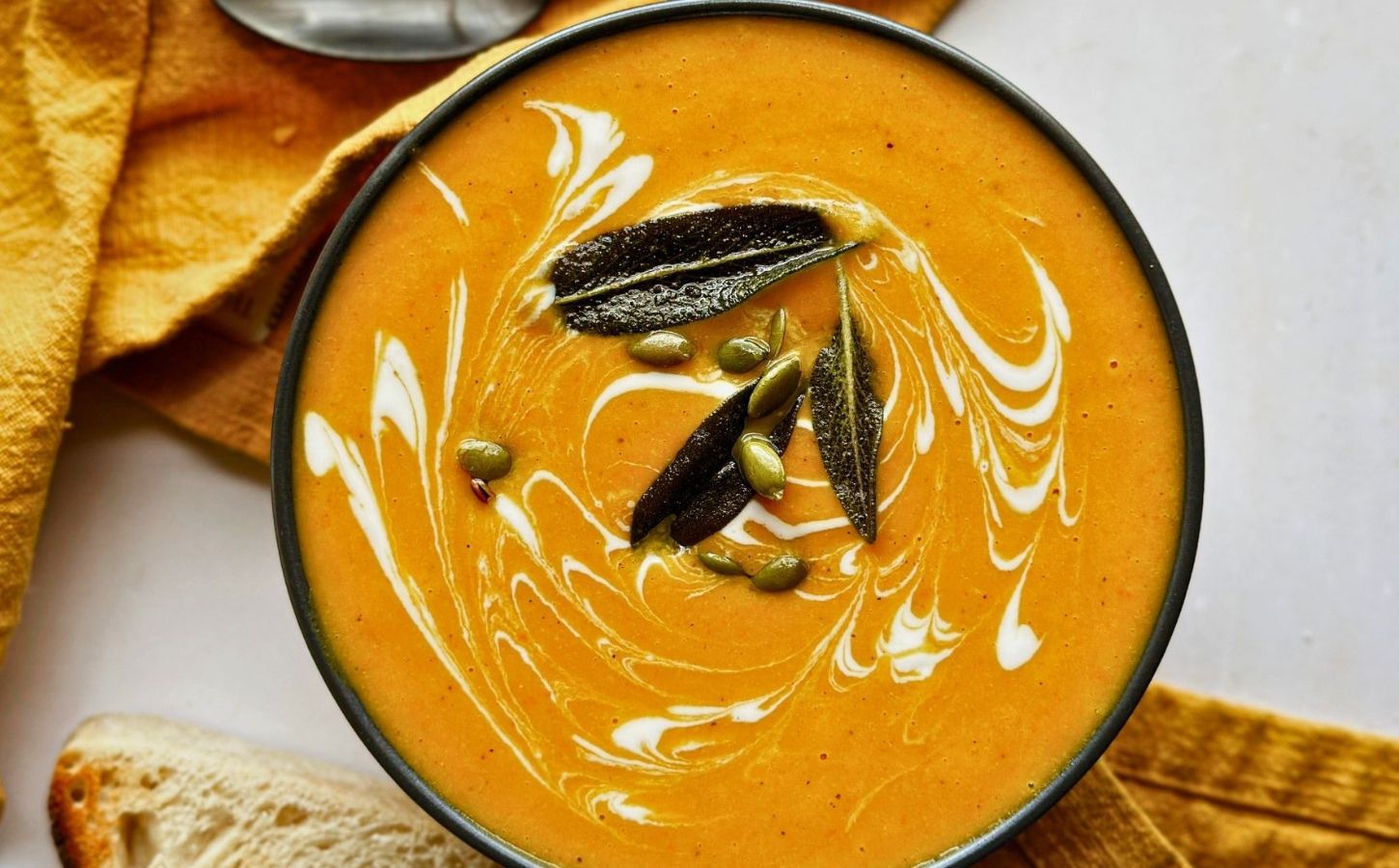 A vegan butternut squash and carrot soup