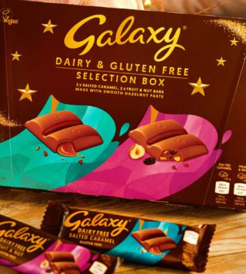 A Galaxy vegan selection box that contains dairy-free chocolate bars