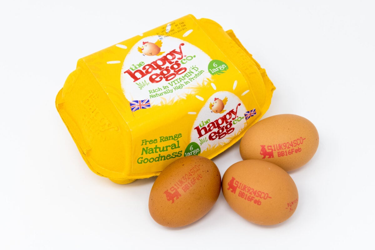 A carton of eggs from The Happy Egg Co.