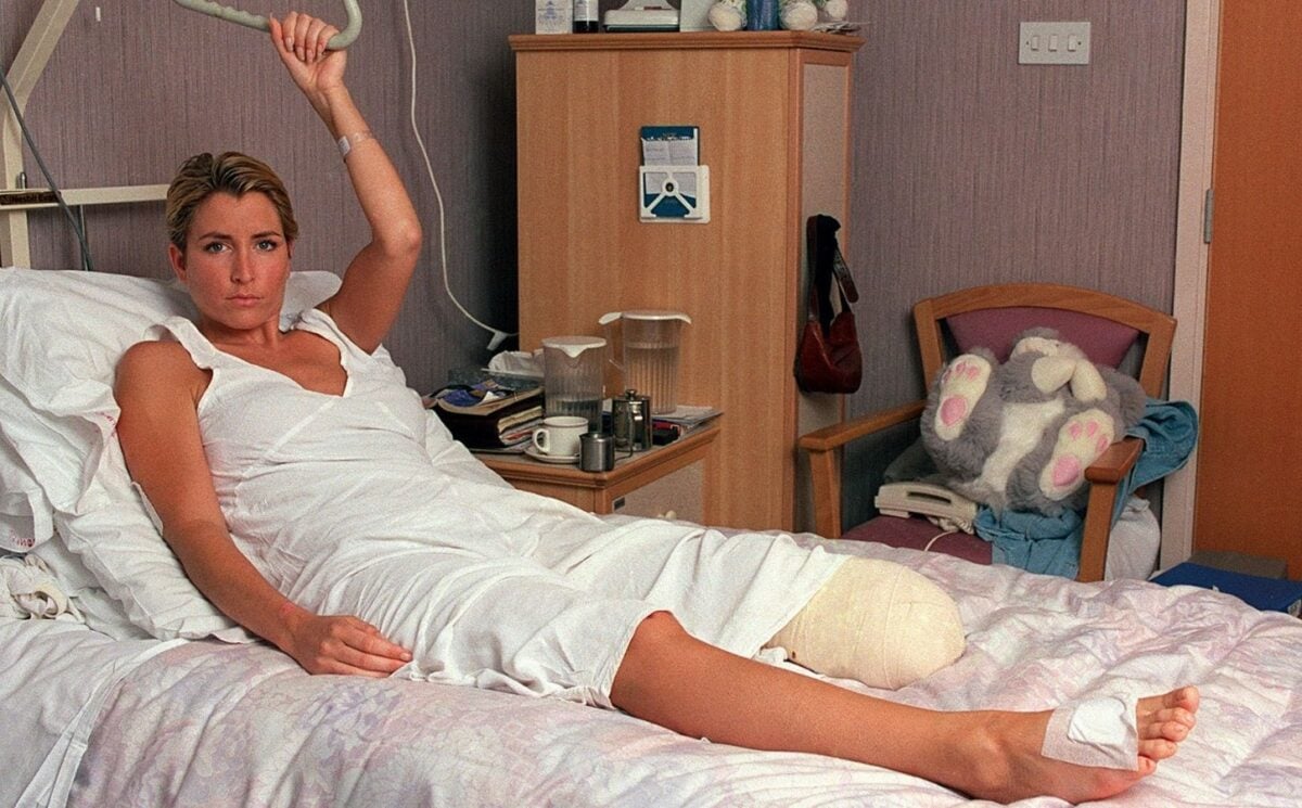 Vegan entrepreneur Heather Mills lying in a hospital bed after her road accident