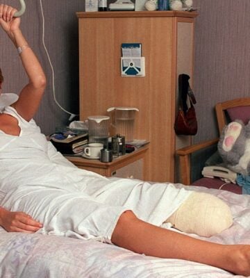 Vegan entrepreneur Heather Mills lying in a hospital bed after her road accident