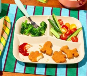 A plate of Impossible Foods' new Disney Lion King nuggets