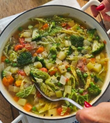 a picture of Nonna's minestra, an Italian-style vegetable soup