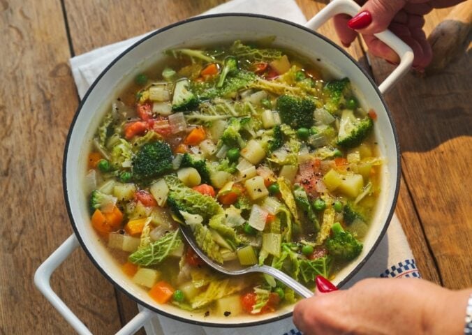 a picture of Nonna's minestra, an Italian-style vegetable soup