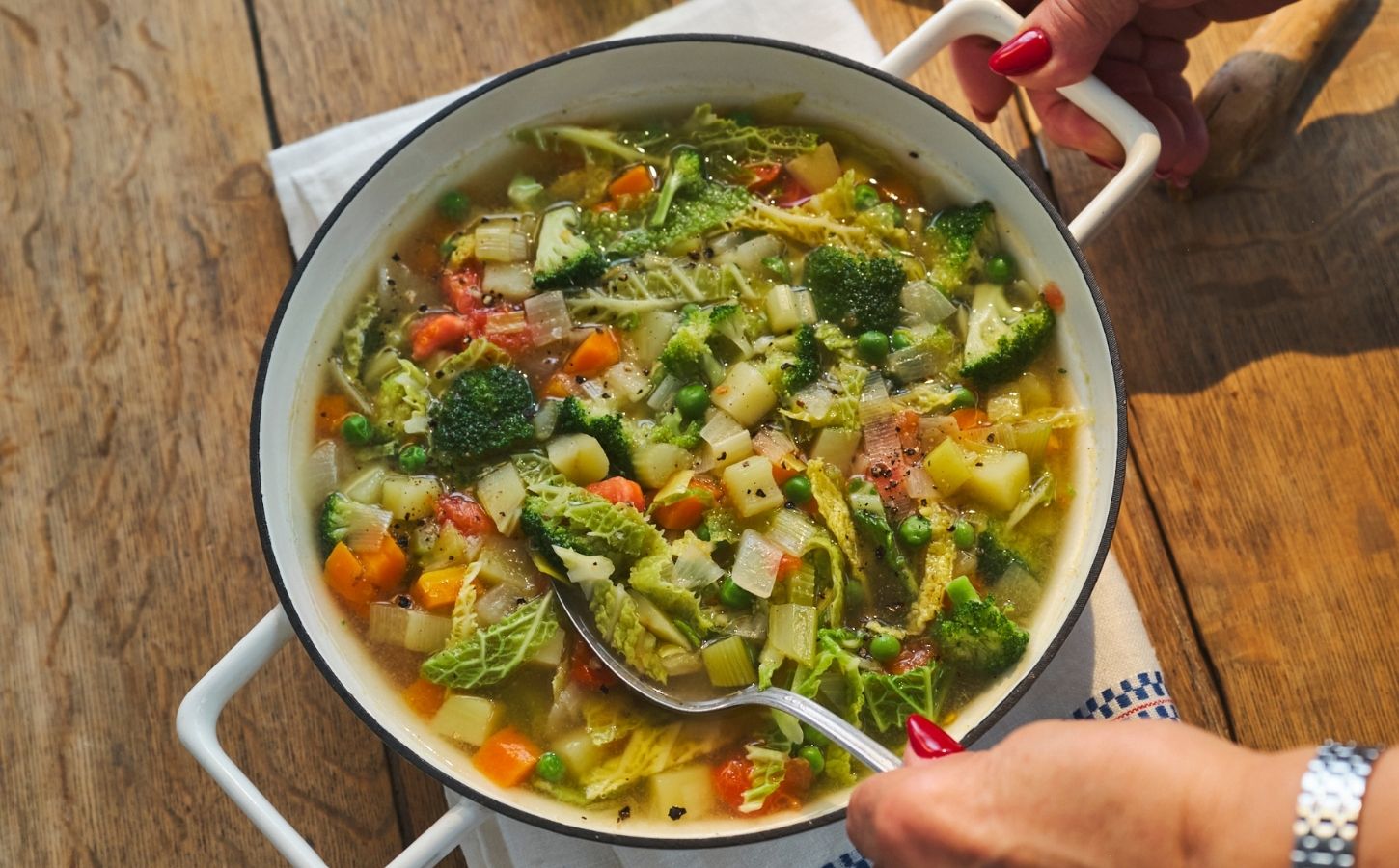 a picture of Nonna's minestra, an Italian-style vegetable soup