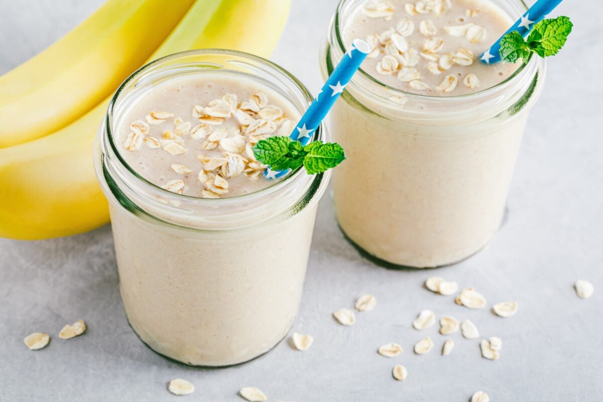 Two glasses of "oatzempic" weight loss drink