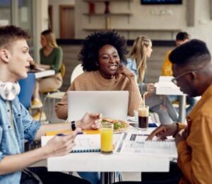 students in a university cafeteria