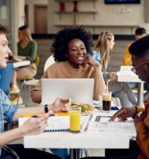 students in a university cafeteria